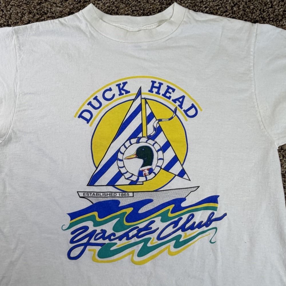 Vintage 1990s Duck Head Yacht Club Summer Graphic Large Retro USA Made 90s Adult
